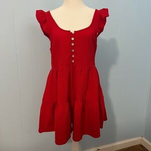 Elegant Red Button-Front Romper